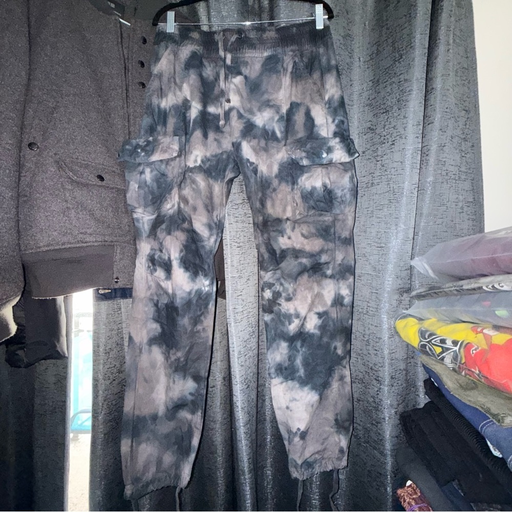 John Elliot - Grey and Blue Tie-Dye Cargo Pants Size 2 or Medium in US Mens